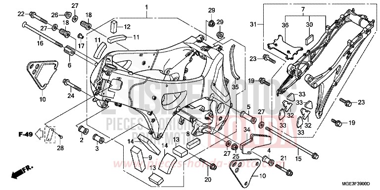 CARROSSERIE DE CHASSIS de VFR1200F DCT DARKNESS BLACK METALLIC (NH463) 2012